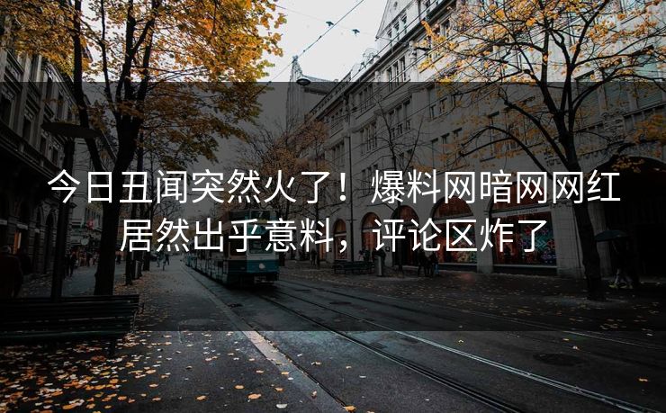 今日丑闻突然火了！爆料网暗网网红居然出乎意料，评论区炸了