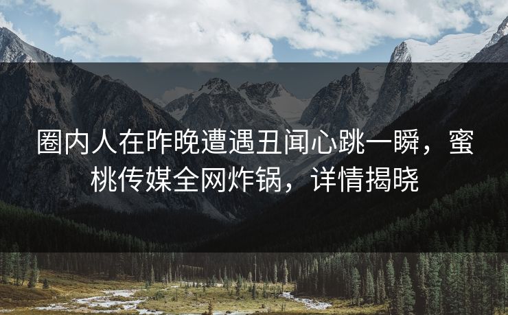 圈内人在昨晚遭遇丑闻心跳一瞬，蜜桃传媒全网炸锅，详情揭晓