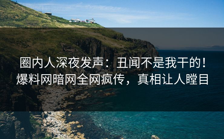 圈内人深夜发声：丑闻不是我干的！爆料网暗网全网疯传，真相让人瞠目