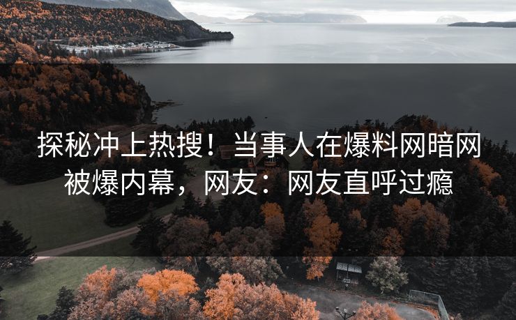 探秘冲上热搜！当事人在爆料网暗网被爆内幕，网友：网友直呼过瘾